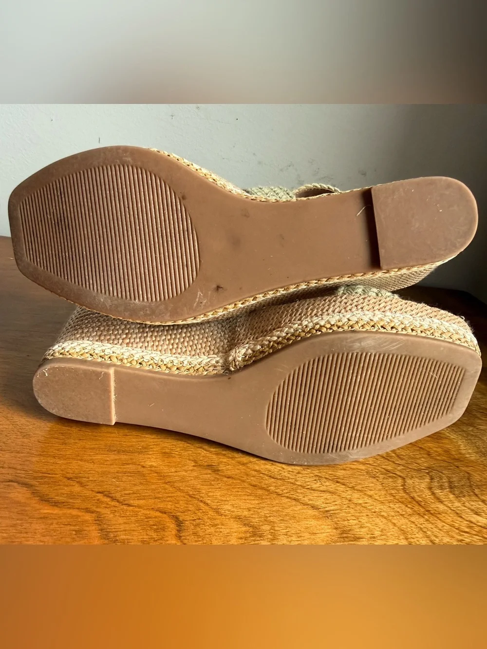 Steve Madden Cali Cream light Green Braided Crochet Espadrille Wedge Sandals